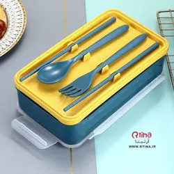 ظرف نگهداری غذا (لانچ باکس) + قاشق چنگال + یک جفت چاپستیک