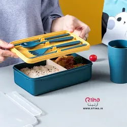 ظرف نگهداری غذا (لانچ باکس) + قاشق چنگال + یک جفت چاپستیک