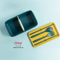 ظرف نگهداری غذا (لانچ باکس) + قاشق چنگال + یک جفت چاپستیک