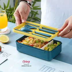 ظرف نگهداری غذا (لانچ باکس) + قاشق چنگال + یک جفت چاپستیک