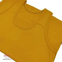 تیشرت رکابی مردانه زرد خردلی/ تمام نخ