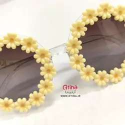 عینک آفتابی دخترانه دایره ای طرح گل آفتابگردان