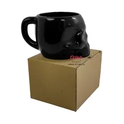 ماگ طرح اسکلت دسته دار مشکی/ سرامیکی براق