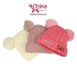 کلاه بافتنی نوزاد دخترانه مدل D44