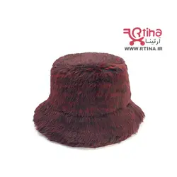 کلاه باکت کیوت زرشکی مدل خز دار
