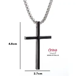 گردنبند صلیب مشکی مردانه و زنانه ساده + زنجیر 60cm