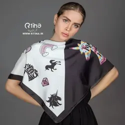 مینی اسکارف کیوت طرح اسب شاخدار  یونیکورن/ بزرگسال و کودک