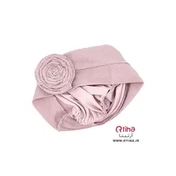 توربان دخترانه شیک صورتی مدل لمه | گل بزرگ