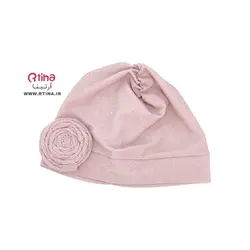 توربان دخترانه شیک صورتی مدل لمه | گل بزرگ