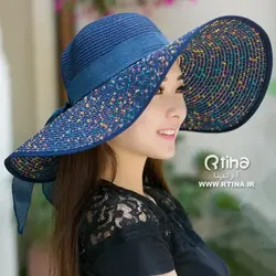 کلاه حصیری تاشو آفتابگیر زنانه دخترانه (لبه 14 سانتیمتر)
