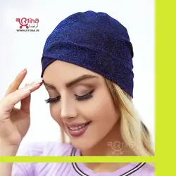 توربان جدید آبی طرح ساده  فری سایز دخترانه و زنانه