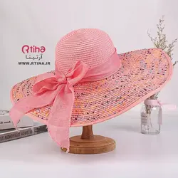 کلاه ساحلی دخترانه و زنانه لبه بلند و پاپیون دار