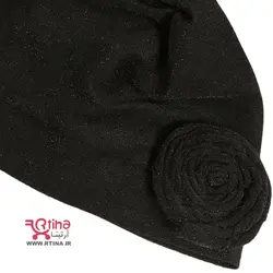 توربان مجلسی مشکی بغل گل دار دخترانه و زنانه شاین