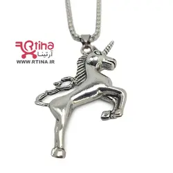 گردنبند طرح اسب تک شاخ نقره ای + زنجیر رایگان (دخترانه و پسرانه)