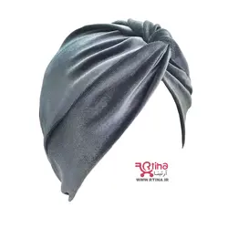 توربان دخترانه ساده مخملی خاکستری تیره