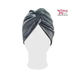 توربان دخترانه ساده مخملی خاکستری تیره