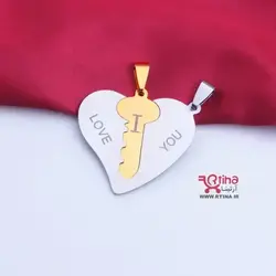 گردنبند قلب دوتایی استیل مدل I LOVE YOU