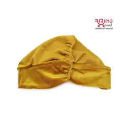 توربان مدل گره ای مخمل زنانه و دخترانه خردلی