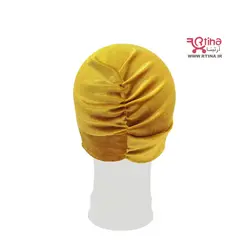 توربان مدل گره ای مخمل زنانه و دخترانه خردلی