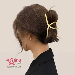 کلیپس فلزی بزرگ روی مو/ زنانه (آبکاری طلایی)