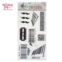 تاتو موقت طرح بارکد و تیغ مدل برچسبی
