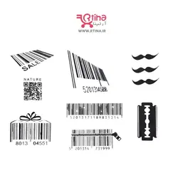 تاتو موقت طرح بارکد و تیغ مدل برچسبی
