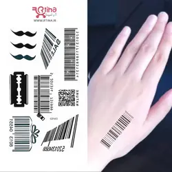 تاتو موقت طرح بارکد و تیغ مدل برچسبی