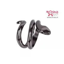 انگشتر مار افعی/ استیل طرح ساده/دخترانه و پسرانه/ رنگ دودی براق