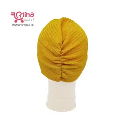 توربان لمه پلیسه زنانه رنگ زرد خردلی