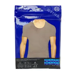 زیرپوش نیم آستین مردانه یقه گرد رنگ خاکی