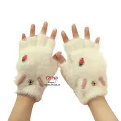دستکش زمستانی دخترانه بدون انگشت مدل کلاه دار