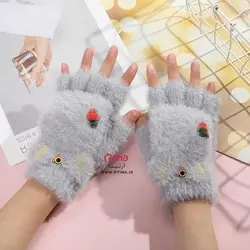 دستکش زمستانی دخترانه بدون انگشت مدل کلاه دار