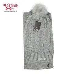 شال و کلاه بلند بافتنی زنانه تک پوم مدل سنبل