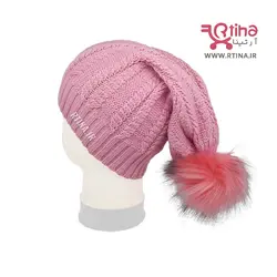 شال و کلاه بلند بافتنی زنانه تک پوم مدل سنبل