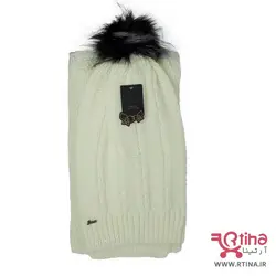 شال و کلاه بلند بافتنی زنانه تک پوم مدل سنبل