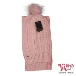 شال و کلاه بلند بافتنی زنانه تک پوم مدل سنبل