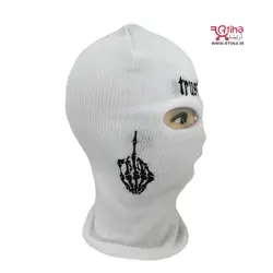کلاه فیس سفید بافتنی گلدوزی مردانه و زنانه