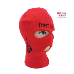 کلاه پوشاننده صورت قرمز گلدوزی دار زنانه و مردانه