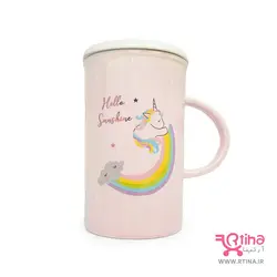 ماگ سرامیکی قاشق دار/ لیوان فانتزی مدل یونیکورن Unicorn