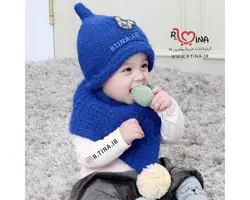 شال و کلاه بافتنی نوزادی مدل e3