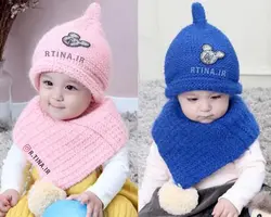 شال و کلاه بافتنی نوزادی مدل e3
