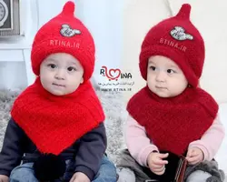 شال و کلاه بافتنی نوزادی مدل e3