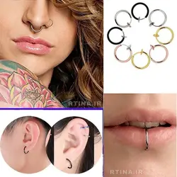 پیرسینگ فیک حلقه ای مردانه و زنانه مدل فنری/ گوش و بینی