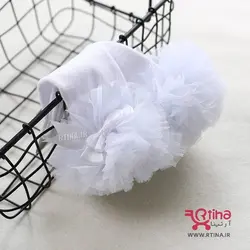 جوراب بلند دخترانه مدل لب تور و ساتن