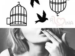 تاتو موقت طرح قفس و پرنده a1