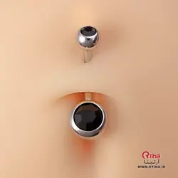 پیرسینگ ناف ضد حساسیت زنانه دخترانه/ نگین مشکی