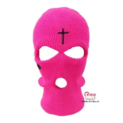 کلاه ماسکی دخترانه/ گنگ صورتی طرح صلیب