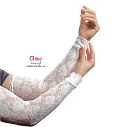 ساق دست مجلسی گیپور سفید/ بلند تا آرنج