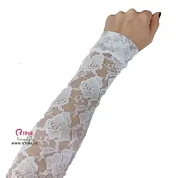 ساق دست مجلسی گیپور سفید/ بلند تا آرنج