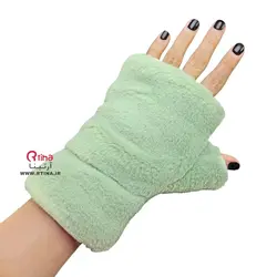 دستکش تمام خز دخترانه زنانه سبز پاستیلی/  تراکم بالا